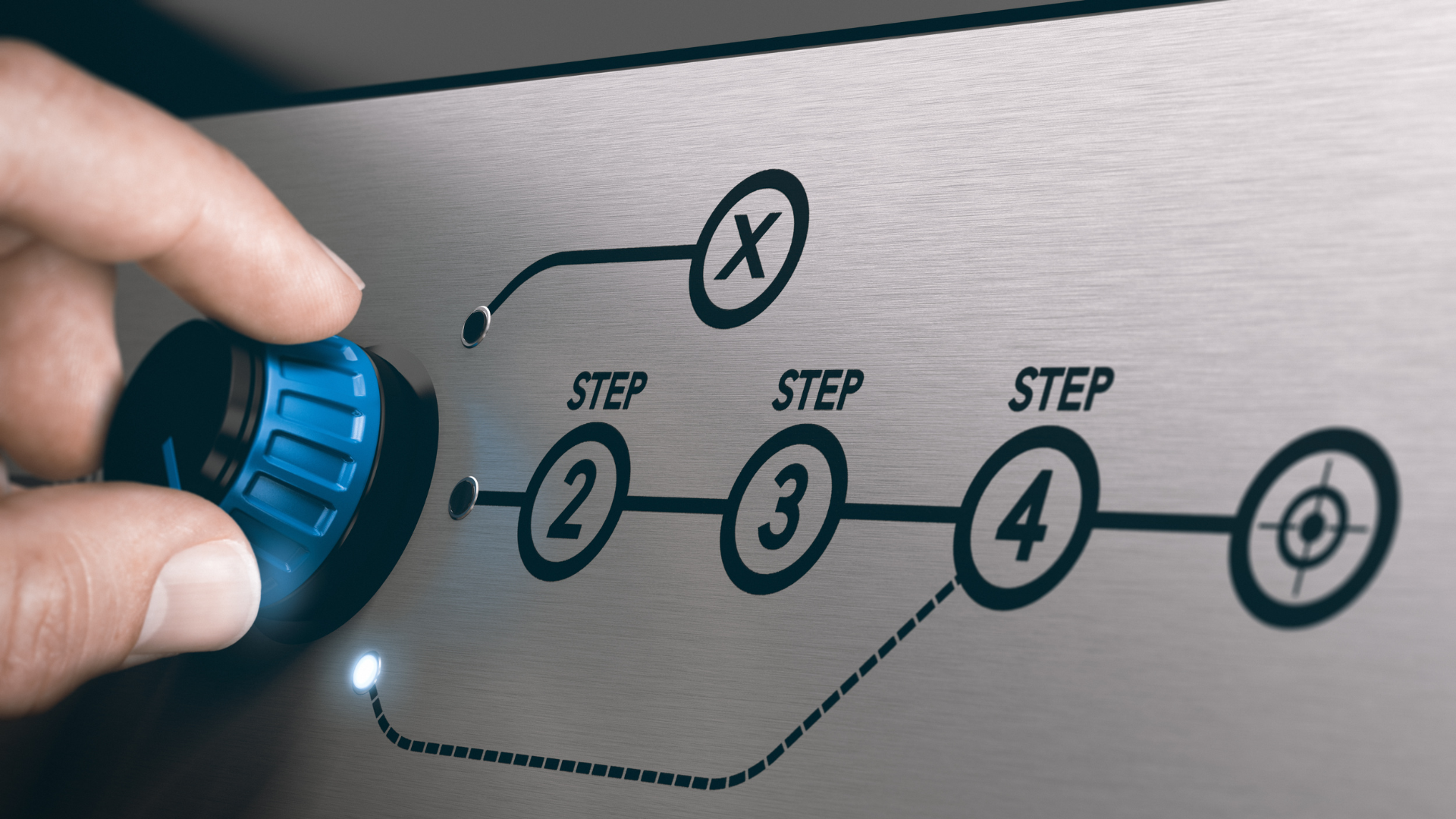 workflow analog button with steps
